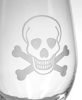 Rolf Glass Skull and Crossbones Stemless Wine Tumbler 17oz