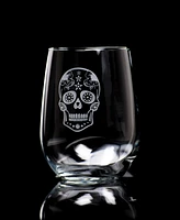 Rolf Glass Sugar Skull Stemless Wine Tumbler 17oz