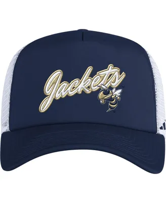 Men's adidas Navy Georgia Tech Yellow Jackets Script Trucker Snapback Hat