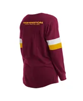 Women's New Era Burgundy Washington Commanders Plus Athletic Varsity Lace-Up V-Neck Long Sleeve T-shirt