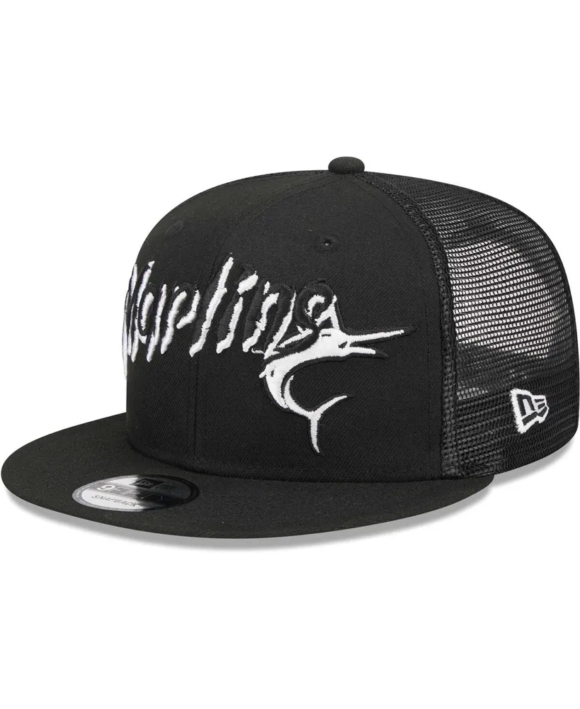Men's New Era Black Miami Marlins Street Trucker 9FIFTY Snapback Hat