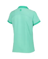 Women's FootJoy Mint Wm Phoenix Open End on End Lisle ProDry V-Neck Golf Polo Shirt