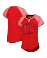 Women's Starter Red Washington Capitals Grand Slam Raglan Notch Neck T-shirt