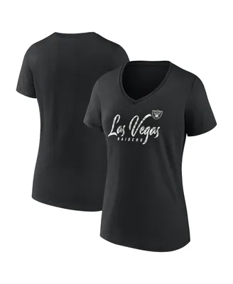 Women's Fanatics Black Las Vegas Raiders Shine Time V-Neck T-shirt