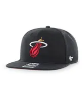 Men's '47 Brand Black Miami Heat Sure Shot Captain Snapback Hat