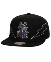 Men's Mitchell & Ness Black Milwaukee Bucks Hardwood Classics Soul Double Trouble Lightning Snapback Hat