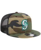 Men's New Era Camo Seattle Mariners Woodland Camo Trucker 9FIFTY Snapback Hat