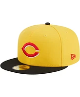 Men's New Era Yellow, Black Cincinnati Reds Grilled 59FIFTY Fitted Hat