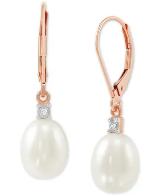 Cultured Freshwater Pearl Earrings (8mm) 10k Gold & White