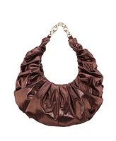 Nina Ruched Metallic Hobo