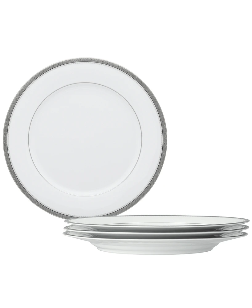 Noritake Charlotta Platinum 4 Piece 10.5" Dinner Plates Set, Service for 4