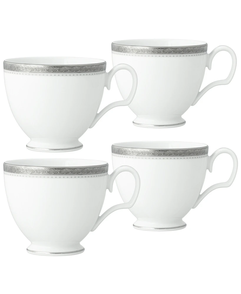 Noritake Charlotta Platinum 4 Piece Cups Set, Service for 4