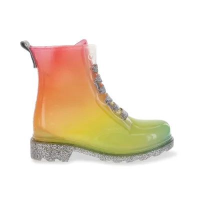 Toddler Little Girl's and Big Glitter Combat Rain Boot