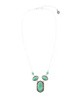 Barse Shield Genuine Turquoise Oval Necklace