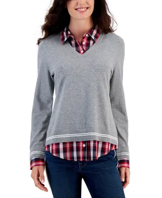 Tommy Hilfiger Women's Layered-Look V-Neck Sweater