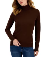 Tommy Hilfiger Women's Cotton Solid Button Cuff Turtleneck Sweater