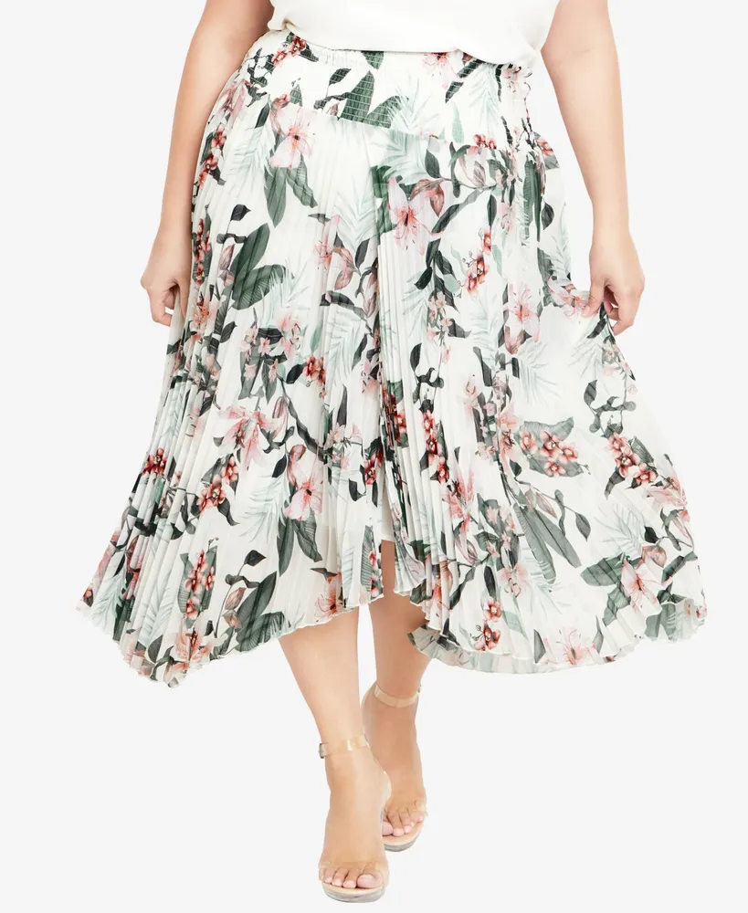 City Chic Plus Natalie Print Midi Skirt