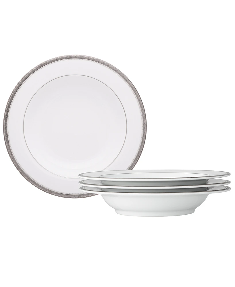 Noritake Charlotta Platinum 4 Piece 11" Pasta Bowls Set, 24 oz, Service for 4