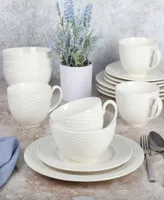 Martha Stewart Maepoole Embossed 16 Piece Dinnerware Set, Service for 4