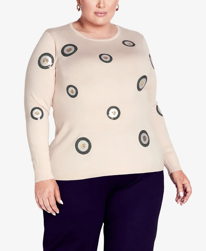 Avenue Plus Sequinela Round Neck Sweater