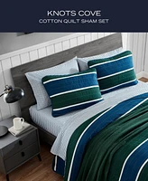 Nautica Knots Cove Cotton Reversible 3 Piece Quilt Set, Full/Queen