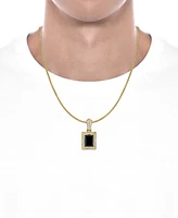 Men's Onyx & Diamond (1/5 ct. t.w.) 22" Pendant Necklace in 14k Gold-Plated Sterling Silver