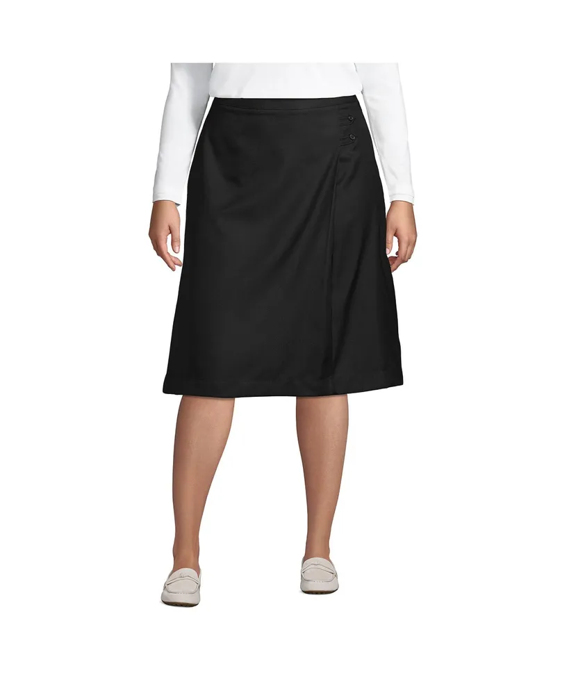 Lands' End Plus School Uniform Solid A-line Skirt Below the Knee