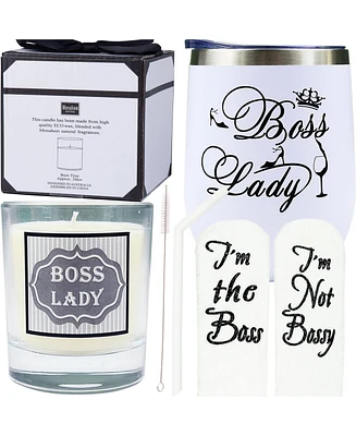 Boss Lady Gift Set for Women - Includes Mug, Tumbler, and Socks - Perfect for National Bosses Day, Office Decor, and Appreciation
