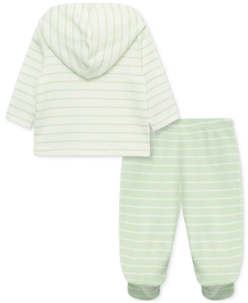 Little Me Baby Joy Striped Cardigan and Footed Pants, 2 Piece Set