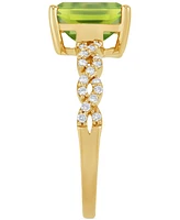 Peridot (2-1/5 ct. t.w.) & Diamond (1/6 ct. t.w.) Braided Shank Ring in 14k Gold