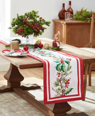 Elrene Perfect Holly Double Border Runner, 14" x 72"