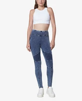 Andrew Marc Sport Women's Faux Denim Moto Leggings