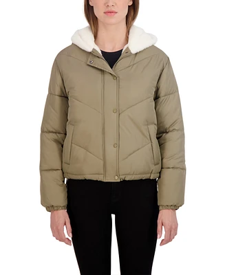 Women's Sebby Junior's Faux Fur Lined Puffer Jacket with Hood