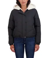 Women's Sebby Junior's Faux Fur Lined Puffer Jacket with Hood