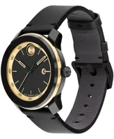 Movado Men's Bold Tr90 Swiss Quartz Black Leather Watch 42mm