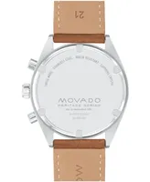 Movado Men's Datron Swiss Quartz Chrono Cognac Leather Watch 40mm