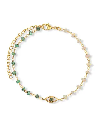 Soothing Oasis - Opal Emerald Evil Eye Charm Bracelet