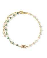 Karma and Luck Soothing Oasis - Opal Emerald Evil Eye Charm Bracelet