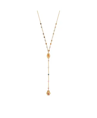 Benevolent Spirit - Tourmaline Evil Eye Hamsa Lariat Necklace