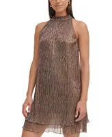 Vince Camuto Women's Metallic Crinkle Halter Float Dress