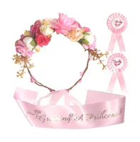 and Floral Tiara, Sash, and Daddy-to-Be Pin - Baby Shower Decorations for Mom and Dad