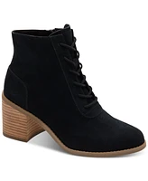 Toms Women's Evelyn Suede Block Heel Lace-Up Booties