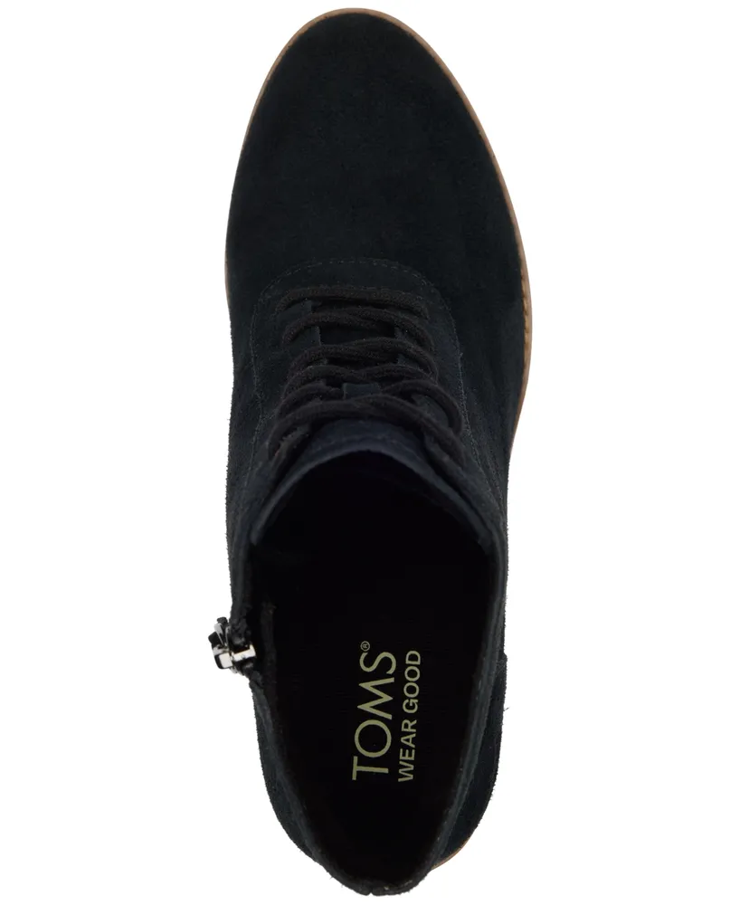 Toms Women's Evelyn Suede Block Heel Lace-Up Booties