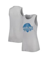 Women's Soft As A Grape Gray Miami Marlins Tri-Blend Tank Top