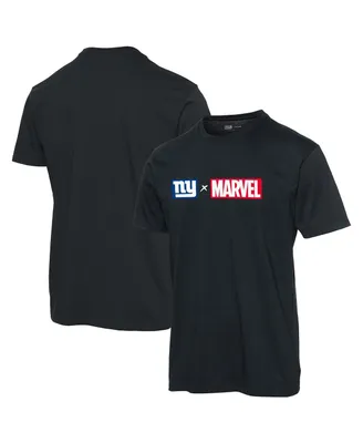 Men's Junk Food Black New York Giants Marvel Logo T-shirt