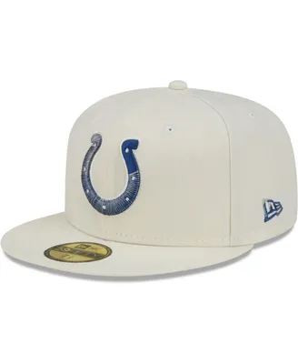 Men's New Era Cream Indianapolis Colts Chrome Color Dim 59FIFTY Fitted Hat