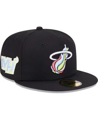Men's New Era Black Miami Heat Color Pack 59FIFTY Fitted Hat