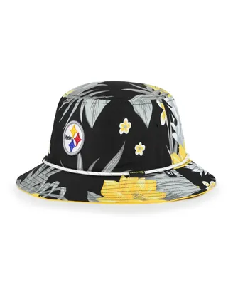 Men's '47 Brand Black Pittsburgh Steelers Dark Tropic Bucket Hat