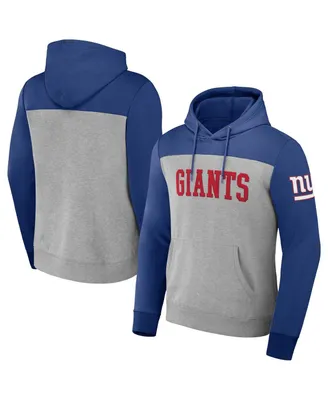 Men's Nfl x Darius Rucker Collection by Fanatics Heather Gray New York Giants Color Blocked Pullover Hoodie