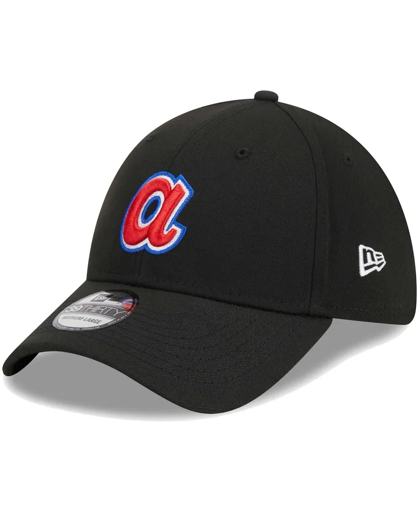 Men's New Era Black Atlanta Braves Logo 39THIRTY Flex Hat